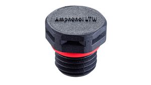 Pressure Relief Vent without Nut, Black / Red, 15.8mm, M12, IP68